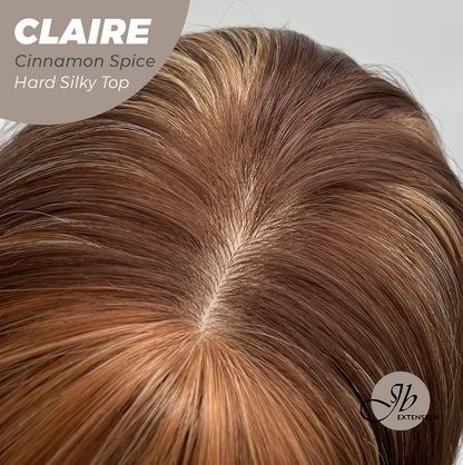 JBEXTENSION 22 Inches Scalpiana Cinnamon Spice 3.5X4 Hard Silky Top Natural Scalp Effect Women Wig with Bangs CLAIRE SILKY TOP - CINNAMON SPICE