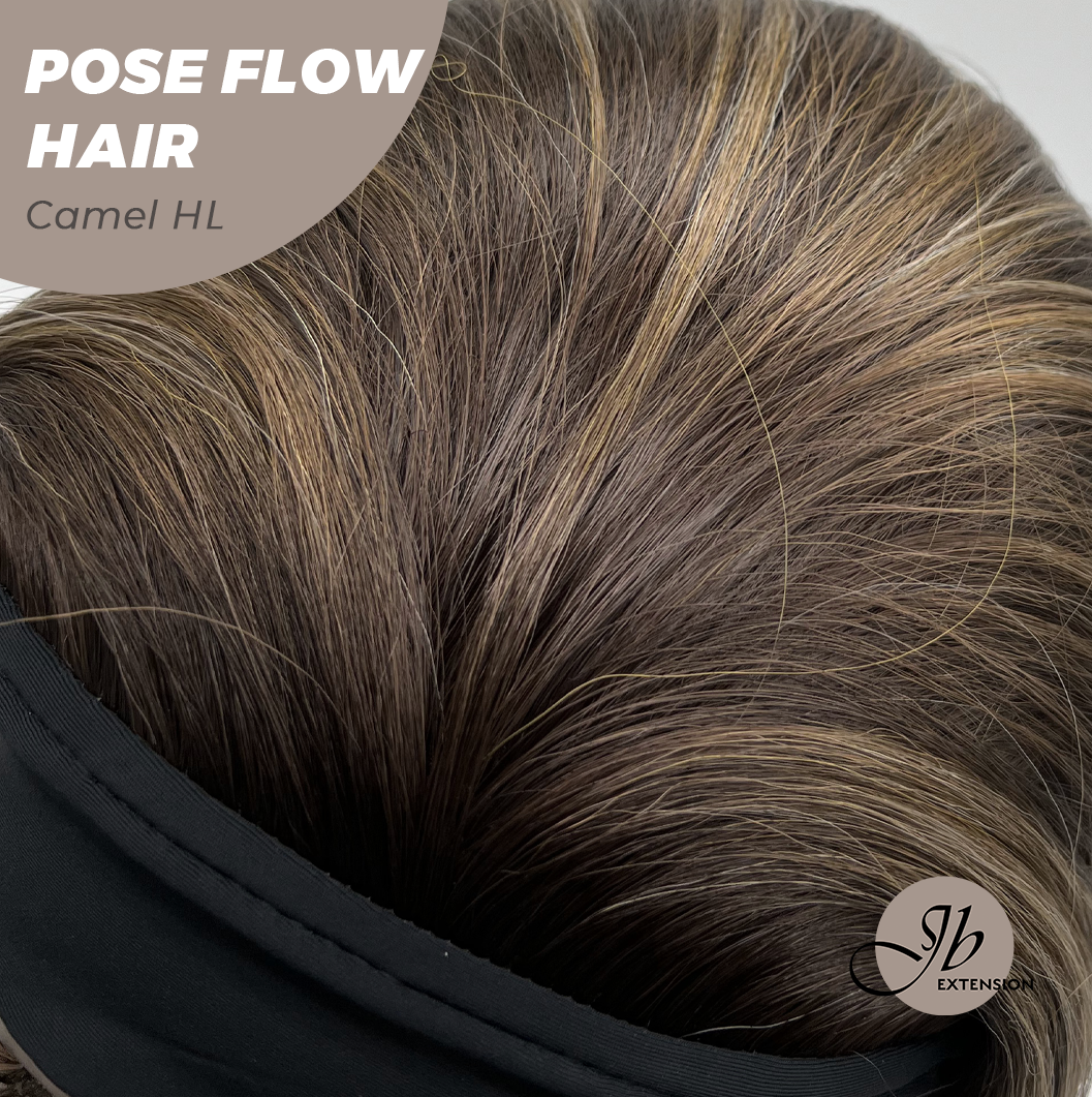 JBEXTENSION 18 Inches Camel Highlight Headband Wig POSE FLOW HAIR - CAMEL HIGHLIGHT