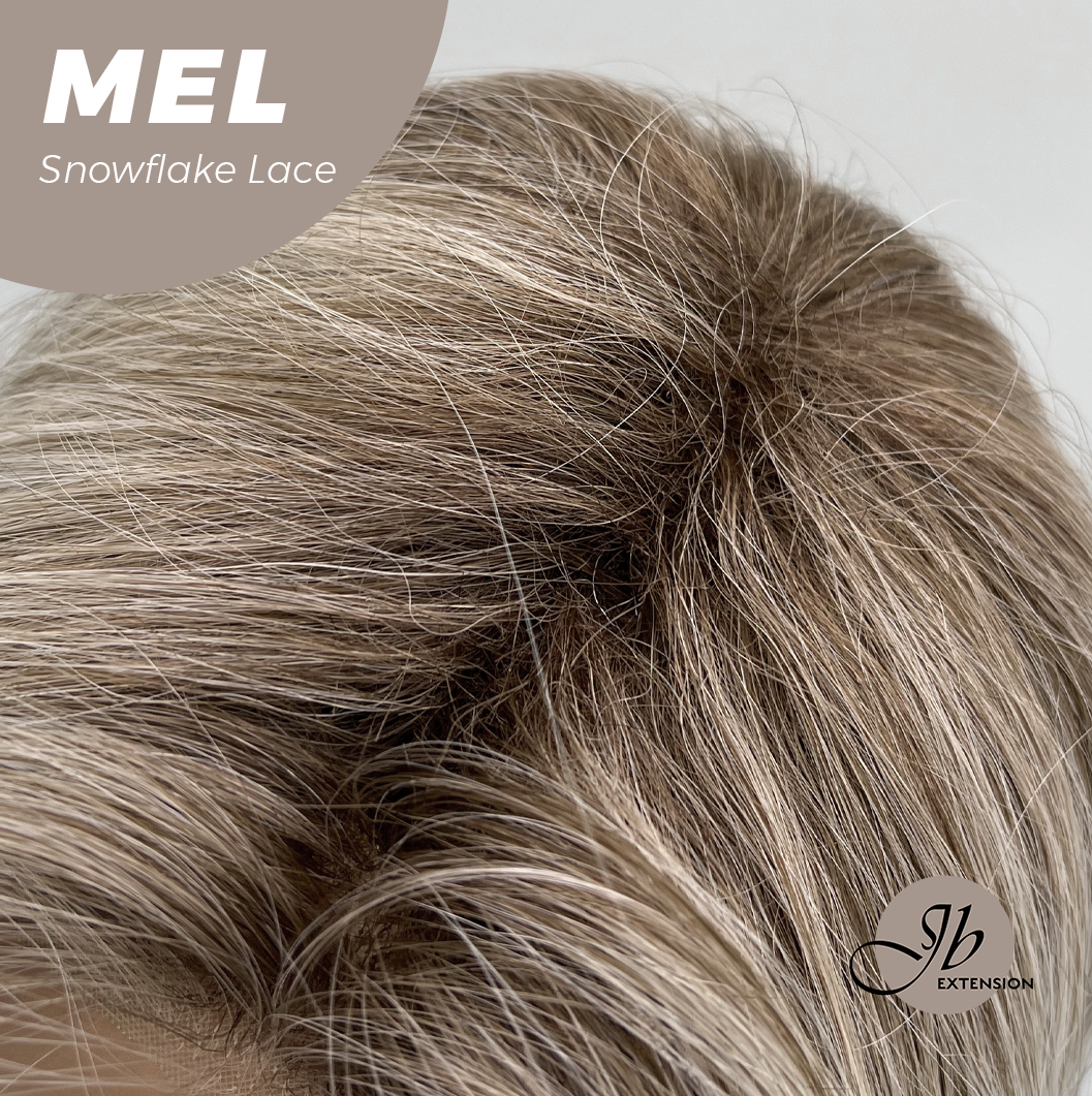 JBEXTENSION 20 Inches Ash Blonde Curly Pre-Cut Snowflake Lace Frontlace Glueless Wig MEL ASH BLONDE【PERMATEASE】【BENDY EAR TABS】- M/L