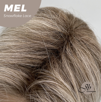 JBEXTENSION 20 Inches Ash Blonde Curly Pre-Cut Snowflake Lace Frontlace Glueless Wig MEL ASH BLONDE【PERMATEASE】【BENDY EAR TABS】- M/L
