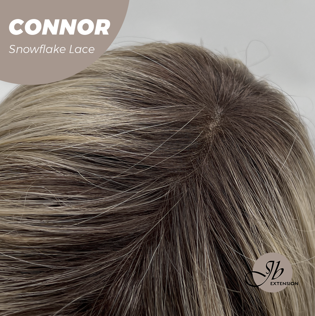 [PRE-ORDER] JBEXTENSION 13 Inches Dark Mix Blonde Curly Pre-Cut Arc Snowflake Lace Frontlace Glueless Wig CONNOR【BENDY EAR TABS】