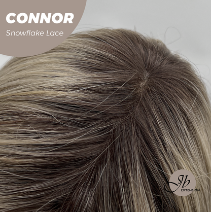 [PRE-ORDER] JBEXTENSION 13 Inches Dark Mix Blonde Curly Pre-Cut Arc Snowflake Lace Frontlace Glueless Wig CONNOR【BENDY EAR TABS】