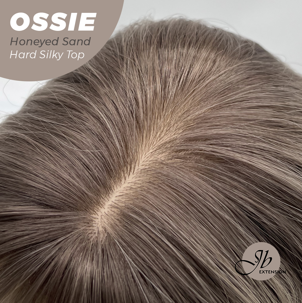 JBEXTENSION 22 Inches Scalpiana Long Wave Honeyed Sand 3.5X4 Hard Silky Top Natural Scalp Effect Wig with Bangs OSSIE HONEYED SAND