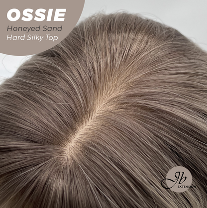 JBEXTENSION 22 Inches Scalpiana Long Wave Honeyed Sand 3.5X4 Hard Silky Top Natural Scalp Effect Wig with Bangs OSSIE HONEYED SAND