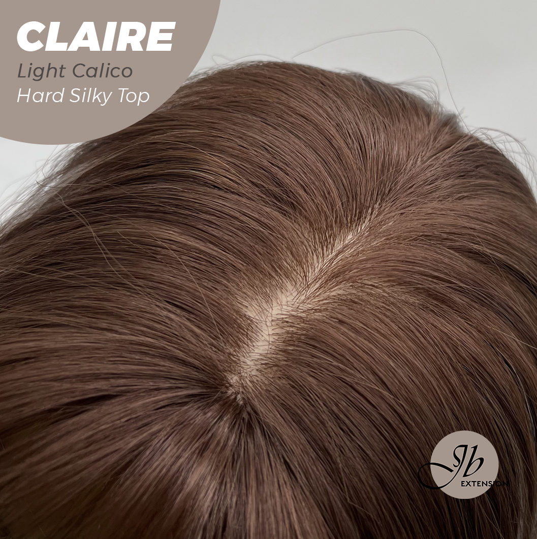 JBEXTENSION 22 Inches Scalpiana Light Calico 3.5X4 Hard Silky Top Natural Scalp Effect Women Wig with Bangs CLAIRE SILKY TOP - LIGHT CALICO