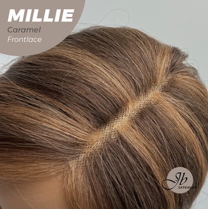 JBEXTENSION 17 Inches Wave Caramel Pre-Cut Frontlace Glueless Wig MILLIE CARAMEL