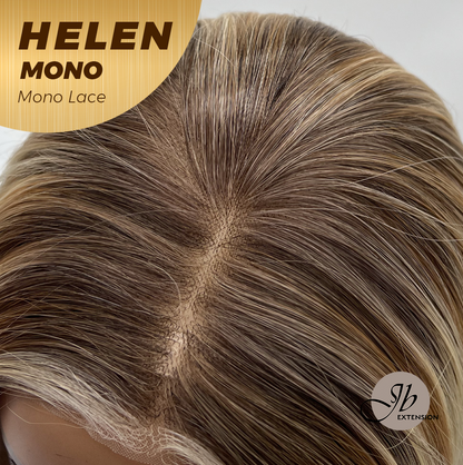 JBEXTENSION HELEN MONO Monofilament Handmade Wig 6X5 Full Monofilament Hand Tied Top Wig 14 Inches Honey Blonde Mono Lace Wig with Anti-slip Silicone Strips Glueless Wig HELEN MONO【BENDY EAR TABS】