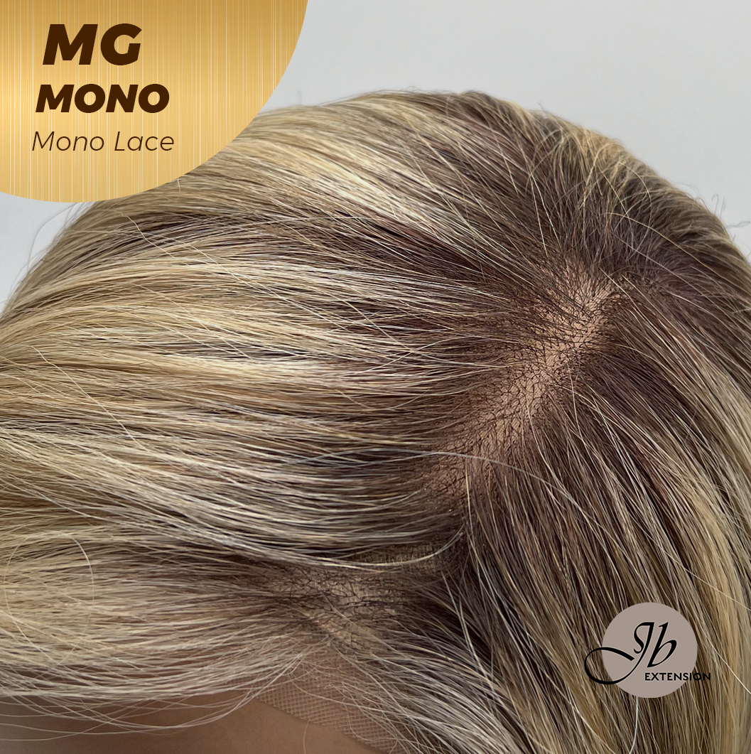 [FINAL SALE] JBEXTENSION MG MONO Monofilament Handmade Wig 6X5 Full Monofilament Hand Tied Top Wig 12 Inches Dark Blonde Mono Lace Wig With Anti-slip Silicone Strips Glueless Wig MG MONO【BENDY EAR TABS】