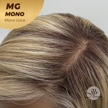 [FINAL SALE] JBEXTENSION MG MONO Monofilament Handmade Wig 6X5 Full Monofilament Hand Tied Top Wig 12 Inches Dark Blonde Mono Lace Wig With Anti-slip Silicone Strips Glueless Wig MG MONO【BENDY EAR TABS】