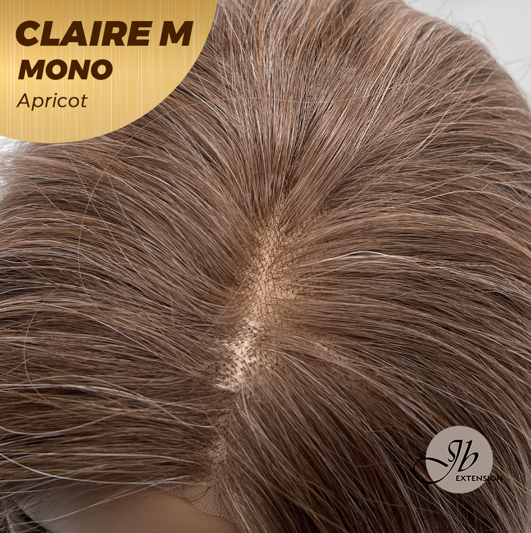 JBEXTENSION CLAIRE MONO Partial Monofilament Wig 22 Inches Apricot Curly Partial Mono Lace Glueless Wig CLAIRE MONO APRICOT【BENDY EAR TABS】