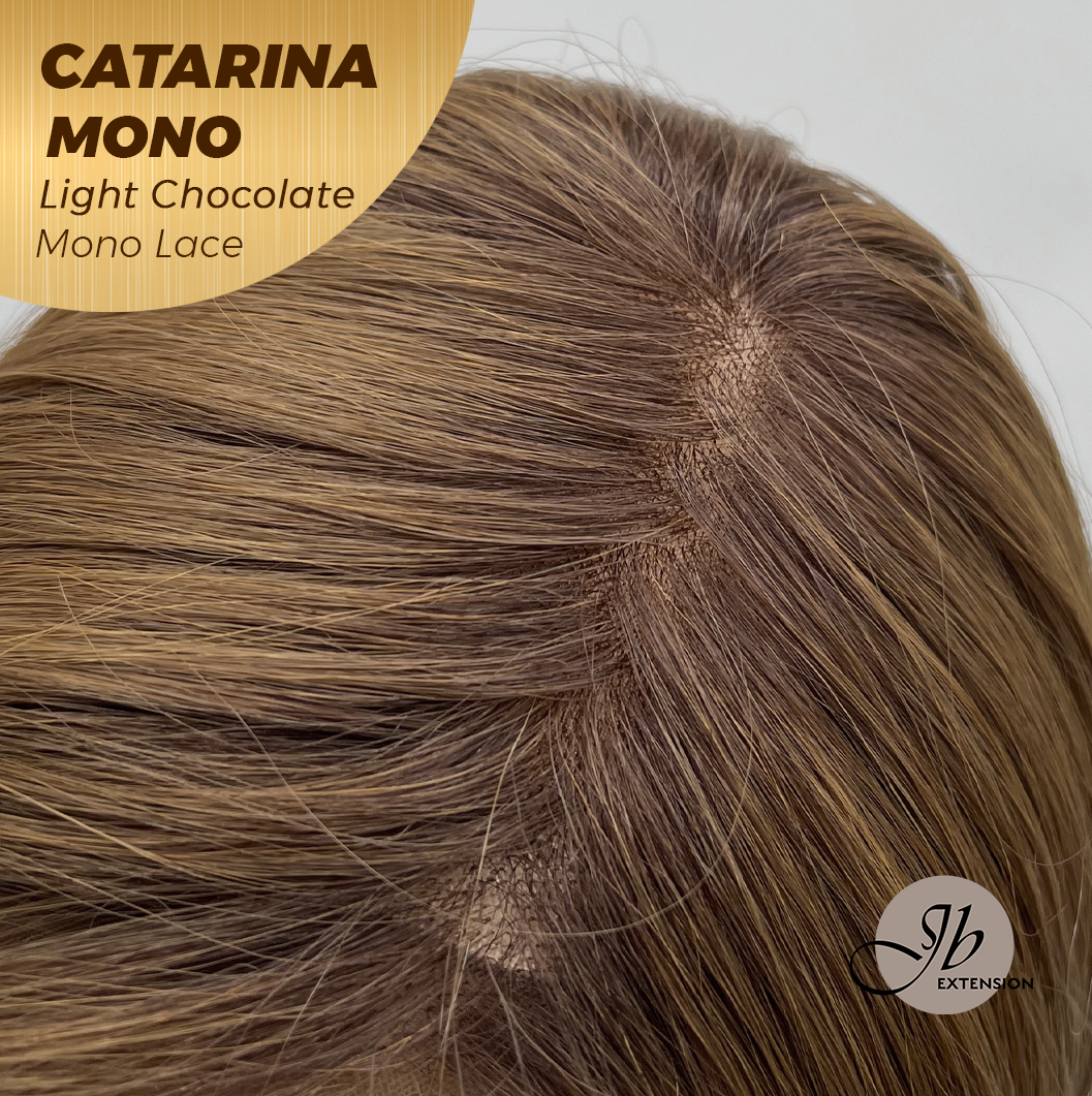 JBEXTENSION CATARINA MONO Full Monofilament Handmade Full Lace Full Hand Tied Wig 13 Inches Light Chocolate Mono Lace Handmade Futura Fiber Wig with Anti-slip Silicone Strips Glueless Wig CATARINA MONO LIGHT CHOCOLATE【BENDY EAR TABS】