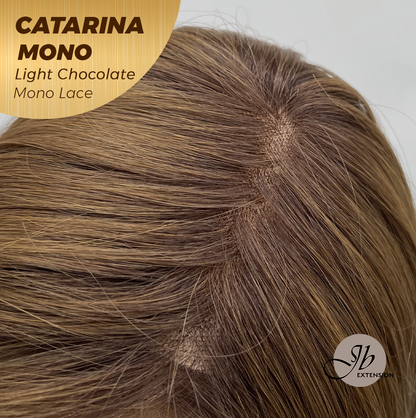 JBEXTENSION CATARINA MONO Full Monofilament Handmade Full Lace Full Hand Tied Wig 13 Inches Light Chocolate Mono Lace Handmade Futura Fiber Wig with Anti-slip Silicone Strips Glueless Wig CATARINA MONO LIGHT CHOCOLATE【BENDY EAR TABS】