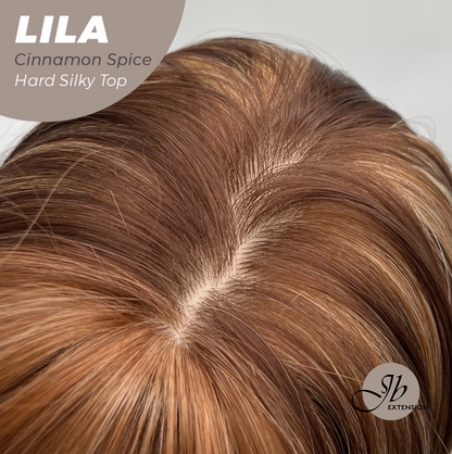 JBEXTENSION 20 Inches Scalpiana Cinnamon Spice Wolf Cut 3.5X4 Hard Silky Top Natural Scalp Effect Wig With Bangs LILA CINNAMON SPICE