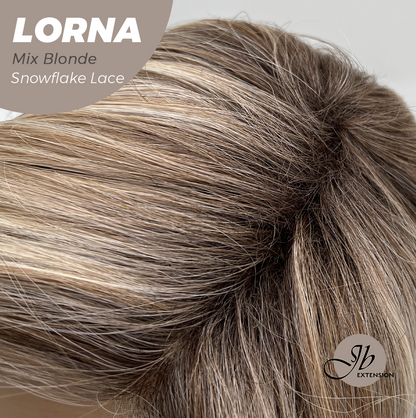 [FINAL SALE] JBEXTENSION 18 Inches Mix Blonde Curly Pre-Cut Snowflake Lace Frontlace Glueless Wig LORNA SNOWFLAKE MIX BLONDE【PERMATEASE】【BENDY EAR TABS】- M/L