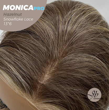 JBEXTENSION 16 Inches Hazelnut Pre-Cut 13X6 Free Part Snowflake Lace Frontlace Glueless Wig MONICA PRO - HAZELNUT【BENDY EAR TABS】