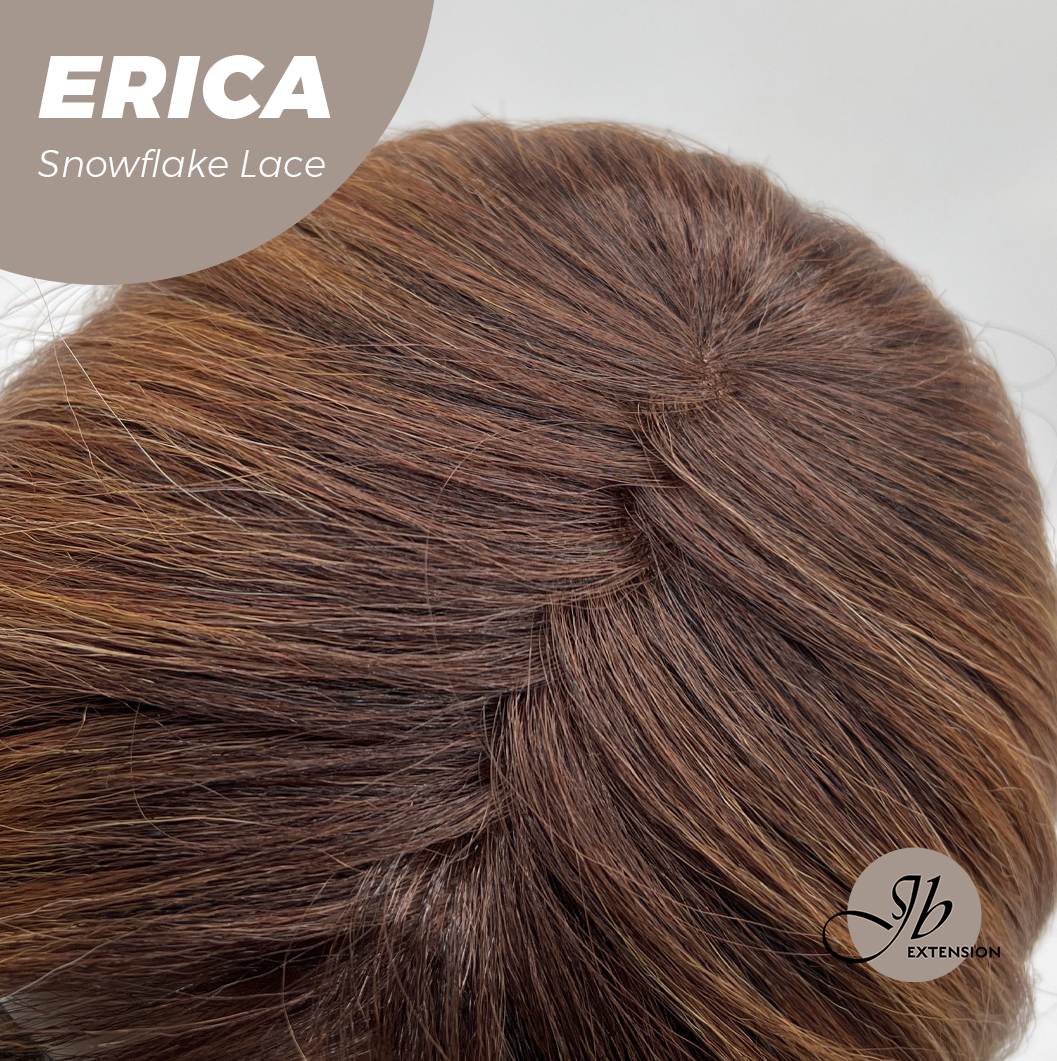 JBEXTENSION 18 Inches Curly Copper Pre-Cut Arc Snowflake Lace Frontlace Glueless Black Sapphire Wig ERICA【BENDY EAR TABS】
