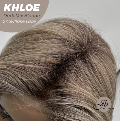 JBEXTENSION 12 Inches Bob Cut Dark Mix Blonde Pre-Cut Snowflake Lace Frontlace Glueless Wig KHLOE DARK MIX BLONDE【PERMATEASE】【BENDY EAR TABS】- M/L