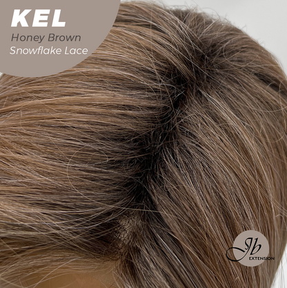 JBEXTENSION 22 Inches Honey Brown Pre-Cut Snowflake Lace Frontlace Glueless Wig KEL HONEY BROWN【PERMATEASE】【BENDY EAR TABS】- M/L