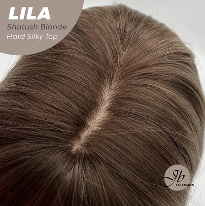 JBEXTENSION 20 Inches Scalpiana Shatush Blonde Wolf Cut 3.5X4 Hard Silky Top Natural Scalp Effect Wig With Bangs LILA SHATUSH BLONDE