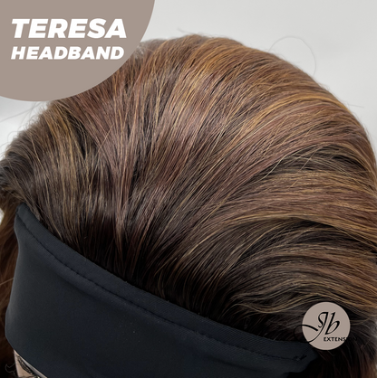 JBEXTENSION 18 Inches Wave Caramel Auburn Honey Balayage Headband Wig TERESA HEADBAND