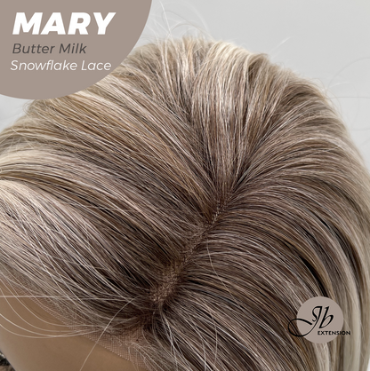 JBEXTENSION 14 Inches Butter Milk Pre-Cut Side Part Snowflake Lace Frontlace Glueless Wig MARY BUTTER MILK【BENDY EAR TABS】- S/M