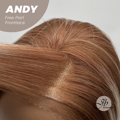 [FINAL SALE] JBEXTENSION 27 Inches Long Straight Bronze Pre-Cut Free Part Frontlace Glueless Wig ANDY