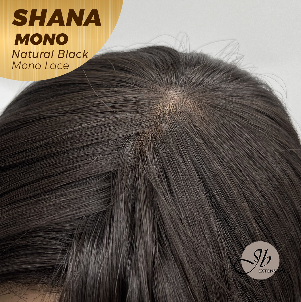 [FINAL SALE] JBEXTENSION SHANA MONO Monofilament Handmade Wig 6X5 Full Monofilament Hand Tied Top Wig 10 Inches Natural Black Mono Lace Handmade Futura Fiber Wig With Anti-slip Silicone Strips Glueless Wig SHANA MONO NATURAL BLACK【BENDY EAR TABS】