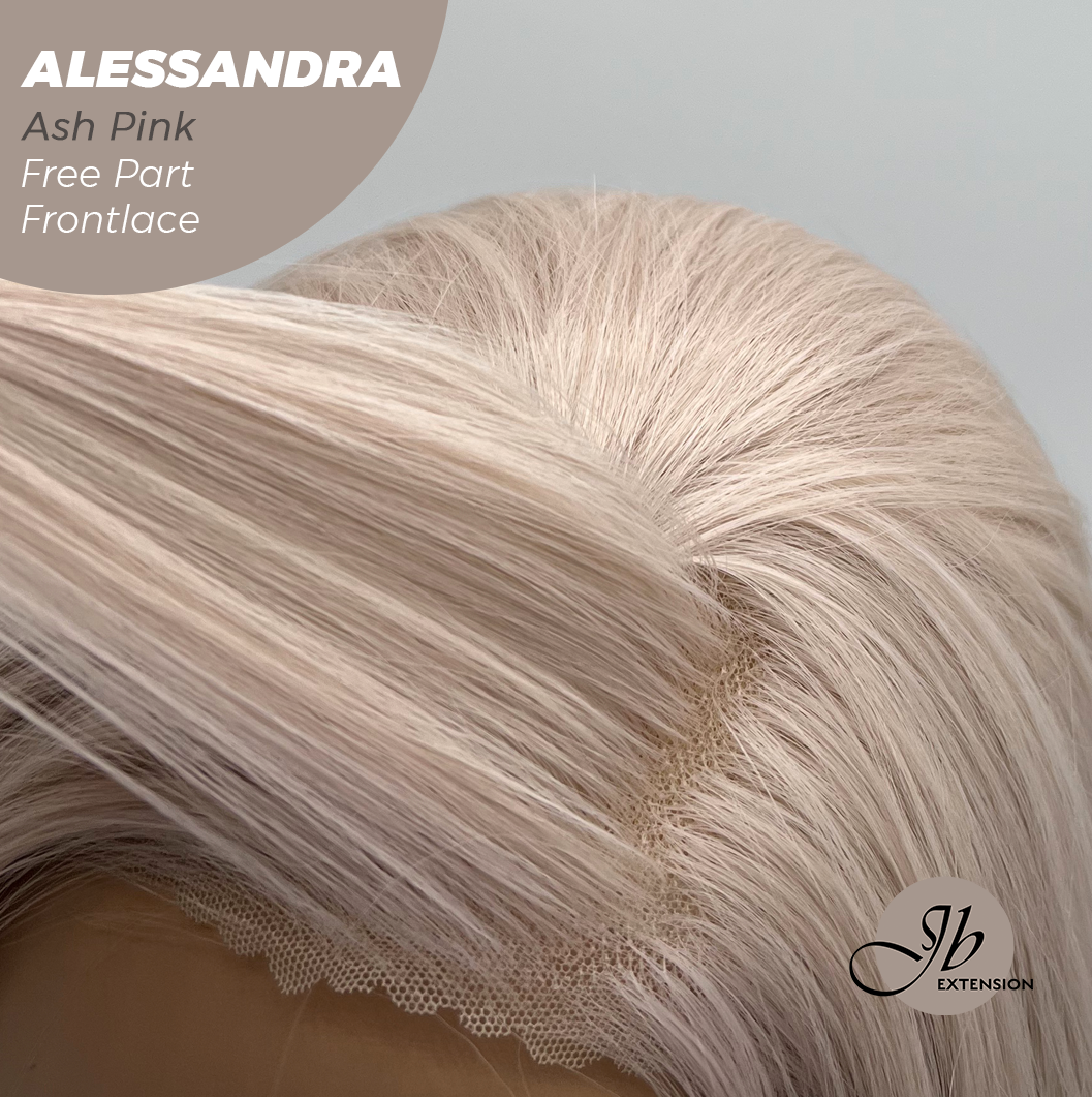 JBEXTENSION 20 Inches Ash Pink Curly Fiber X, Tangle Less Pre-Cut Free Part Frontlace Glueless Wig ALESSANDRA ASH PINK【FIBER X】