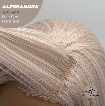JBEXTENSION 20 Inches Ash Pink Curly Fiber X, Tangle Less Pre-Cut Free Part Frontlace Glueless Wig ALESSANDRA ASH PINK【FIBER X】