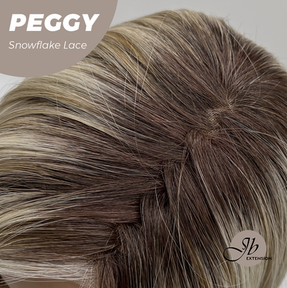 JBEXTENSION 19 Inches Long Straight Mix Blonde Pre-Cut Side Part Snowflake Lace Frontlace Glueless Wig PEGGY MIX BLONDE【BENDY EAR TABS】