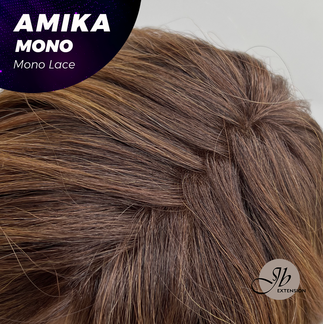 [FINAL SALE] JBEXTENSION AMIKA MONO Monofilament Handmade Wig 6X5 Full Monofilament Hand Tied Top Wig 14 Inches Copper Curly Mono Lace Wig Glueless Black Sapphire Wig AMIKA MONO【BENDY EAR TABS】