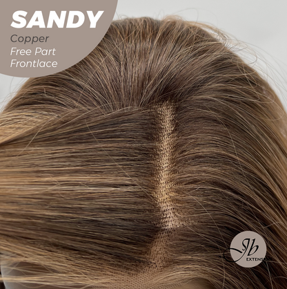 JBEXTENSION 24 Inches Copper Curly 13X6 Lace Free Part Frontlace Glueless Wig SANDY COPPER