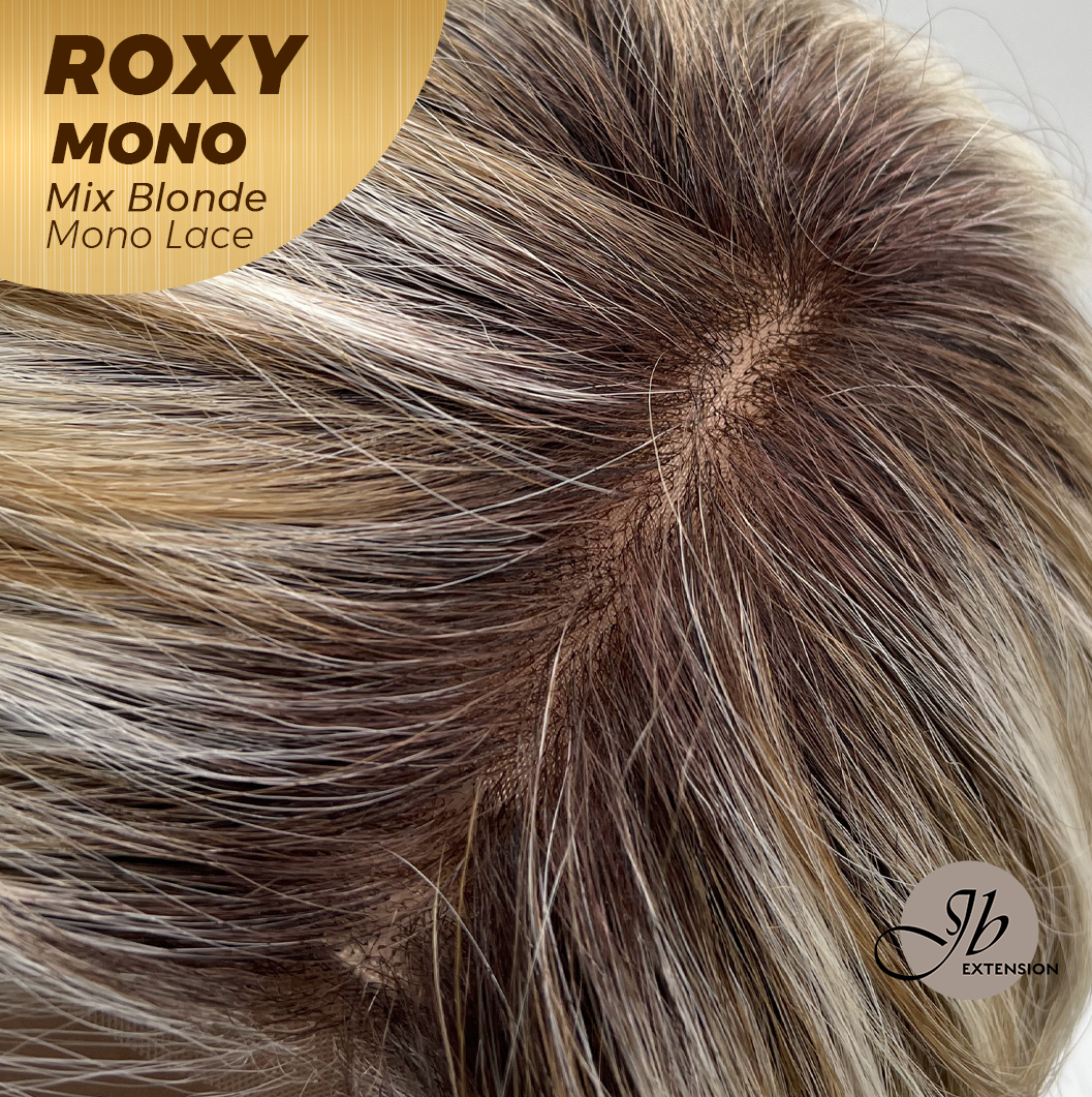 JBEXTENSION ROXY MONO Full Monofilament Handmade Full Lace Full Hand Tied Wig 19 Inches Mix Blonde Mono Lace Handmade Futura Fiber Wig with Anti-slip Silicone Strips Glueless Wig ROXY MONO - MIX BLONDE【BENDY EAR TABS】