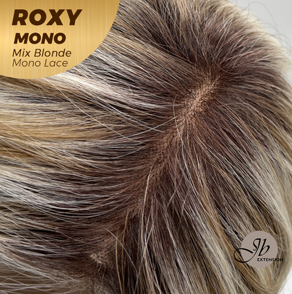 JBEXTENSION ROXY MONO Full Monofilament Handmade Full Lace Full Hand Tied Wig 19 Inches Mix Blonde Mono Lace Handmade Futura Fiber Wig with Anti-slip Silicone Strips Glueless Wig ROXY MONO - MIX BLONDE【BENDY EAR TABS】