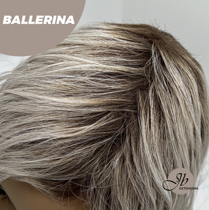 [FINAL SALE] JBEXTENSION 18 Inches Wave Silver Wig with Dark Root Women Fashion Full Machine Wig BALLERINA【PLUS PERMATEASE】【BENDY EAR TABS】