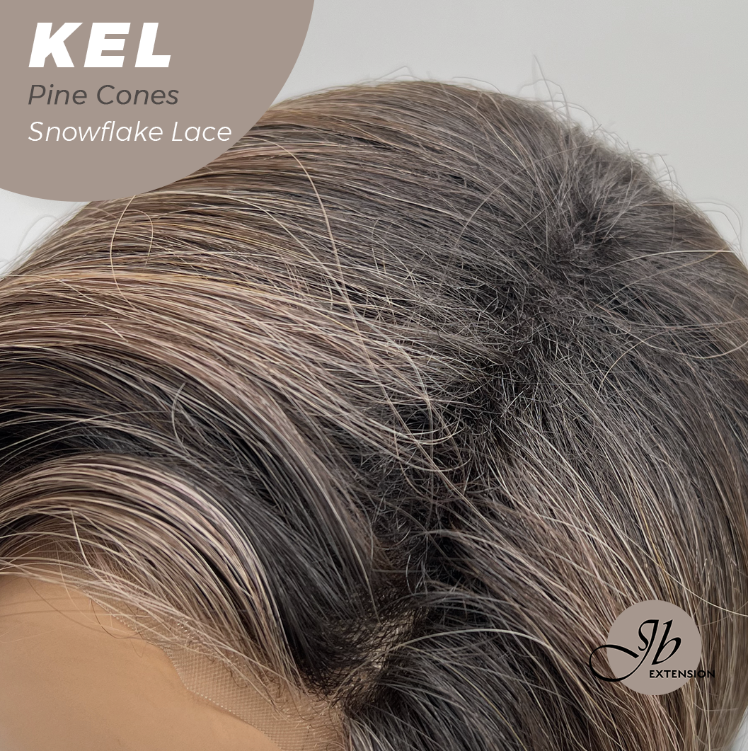 JBEXTENSION 22 Inches Pine Cones Pre-Cut Snowflake Lace Frontlace Glueless Wig KEL PINE CONES【PERMATEASE】【BENDY EAR TABS】- S/M