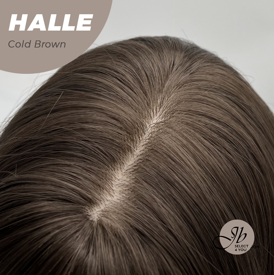 JBEXTENSION 27 Inches Long Wave Cold Brown Wig with Bangs HALLE COLD BROWN