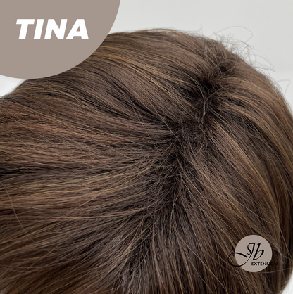 [FINAL SALE] JBEXTENSION 18 Inches Brown Mocha Curly Women Fashion Full Machine Wig TINA【PLUS PERMATEASE】【BENDY EAR TABS】