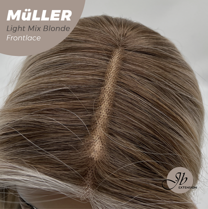 JBEXTENSION 22 Inches Light Mix Blonde Pre-Cut Frontlace Glueless Wig MüLLER LIGHT MIX BLONDE