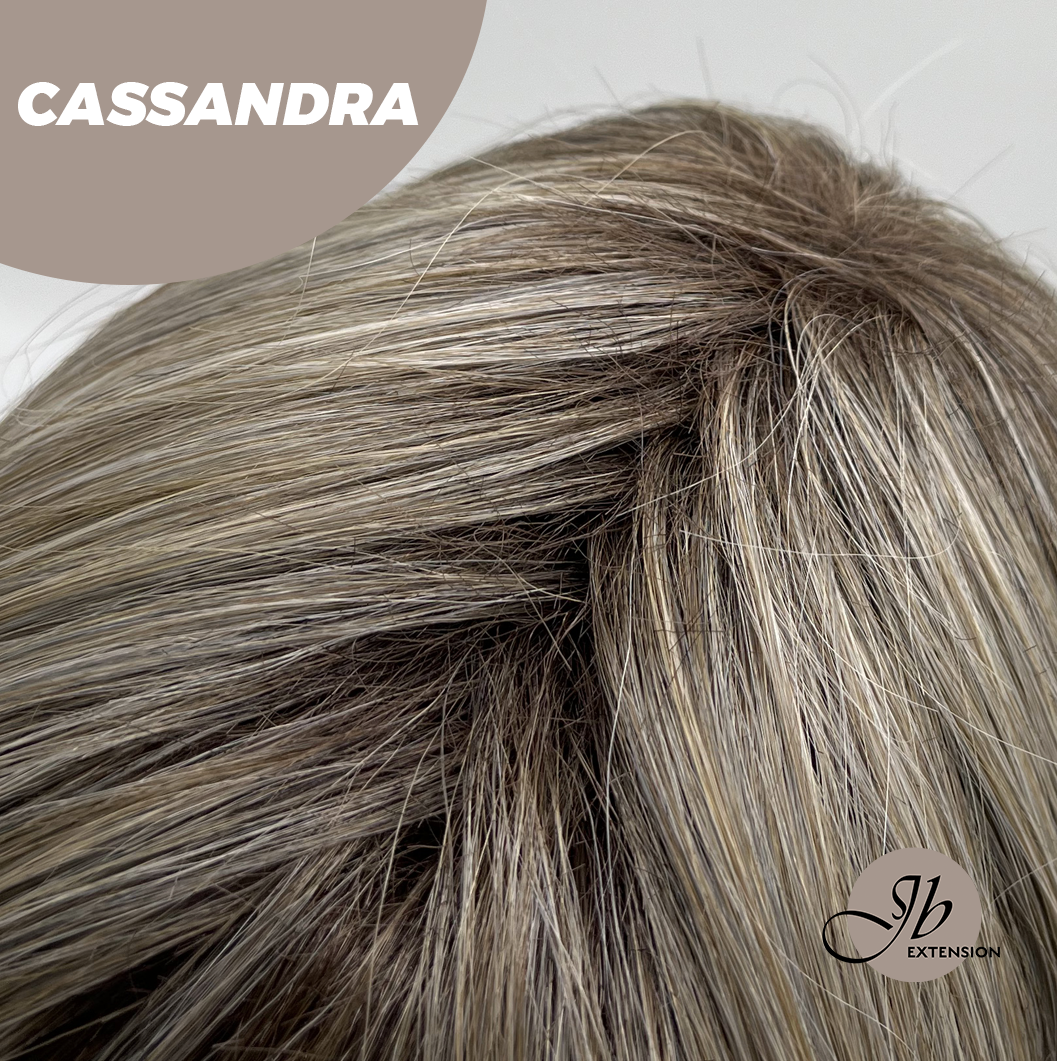 [FINAL SALE] JBEXTENSION 18 Inches Ash Blonde White Wig with Bangs Women Fashion Full Machine Wig CASSANDRA【PLUS PERMATEASE】【BENDY EAR TABS】