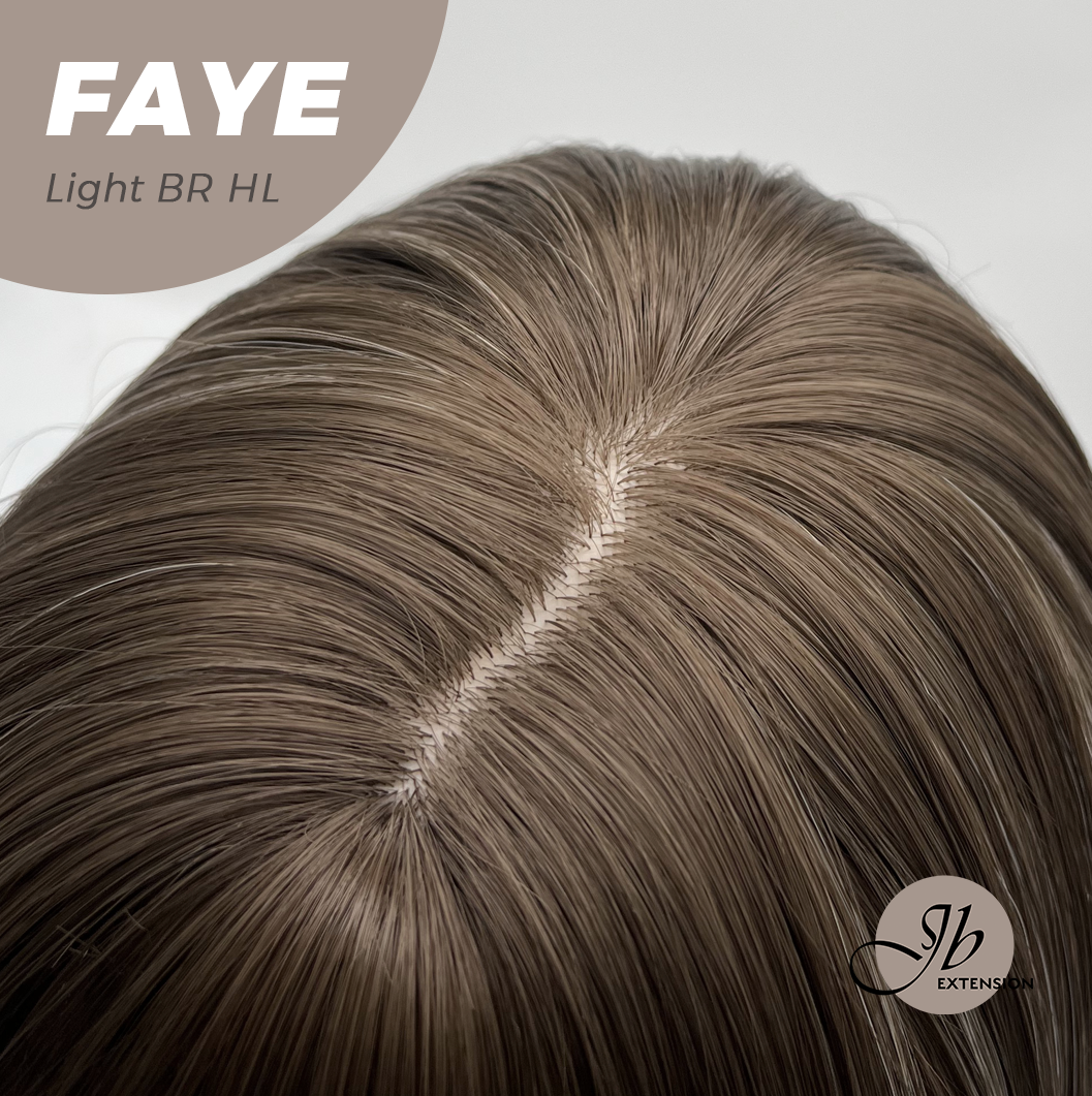 JBEXTENSION 16 Inches Straight Light Brown with Highlight Wig with Bangs FAYE LIGHT BROWN HIGHLIGHT