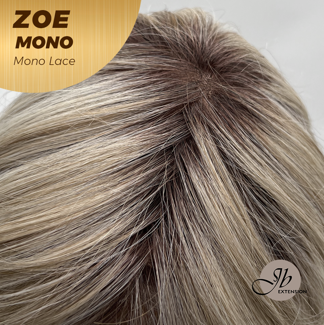 JBEXTENSION ZOE MONO Monofilament Handmade Wig 6X5 Full Monofilament Hand Tied Top Wig 11 Inches Mix Blonde Mono Lace Wig with Anti-slip Silicone Strips Glueless Wig ZOE MONO - MIX BLONDE【BENDY EAR TABS】
