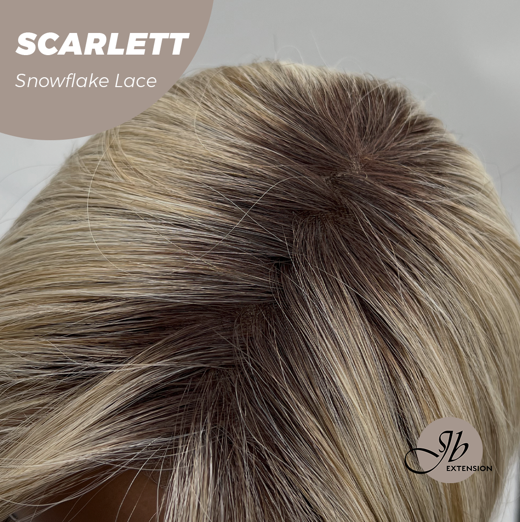JBEXTENSION 19 Inches Curly Mix Blonde Pre-Cut Arc Snowflake Lace Frontlace Glueless Wig SCARLETT【BENDY EAR TABS】