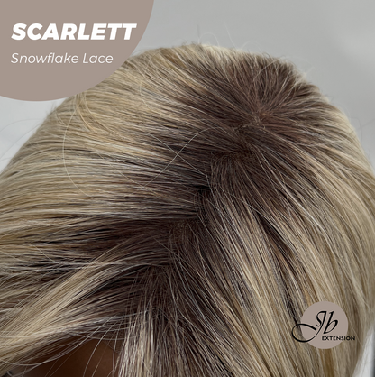 JBEXTENSION 19 Inches Curly Mix Blonde Pre-Cut Arc Snowflake Lace Frontlace Glueless Wig SCARLETT【BENDY EAR TABS】
