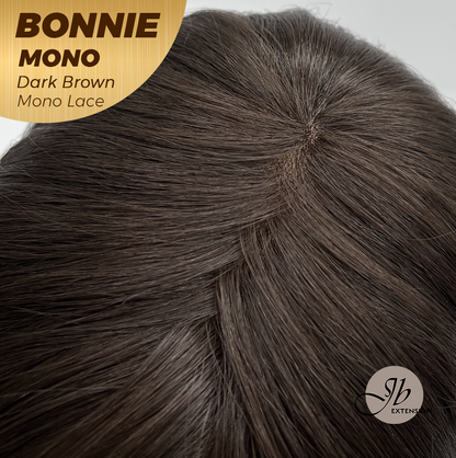 JBEXTENSION BONNIE MONO Full Monofilament Handmade Full Lace Full Hand Tied Wig 12 Inches Dark Brown Mono Lace Handmade Futura Fiber Glueless Wig BONNIE MONO DARK BROWN【BENDY EAR TABS】