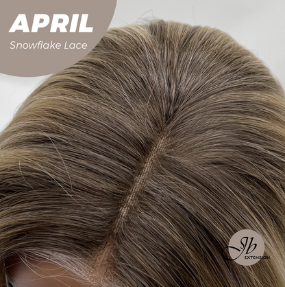 JBEXTENSION 20 Inches Mix Blonde Long Curly Pre-Cut Arc Snowflake Lace Frontlace Glueless Wig APRIL ARC【BENDY EAR TABS】