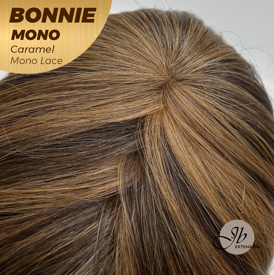 JBEXTENSION BONNIE MONO Full Monofilament Handmade Full Lace Full Hand Tied Wig 12 Inches Caramel Mono Lace Handmade Futura Fiber Glueless Wig BONNIE MONO CARAMEL【BENDY EAR TABS】