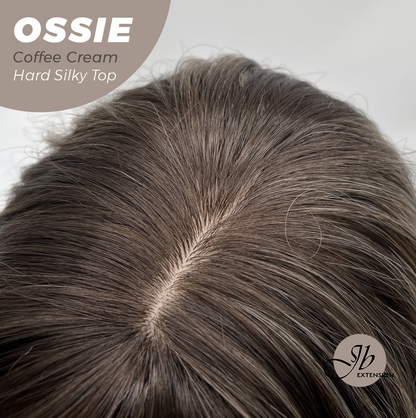 JBEXTENSION 22 Inches Scalpiana Long Wave Coffee Cream 3.5X4 Hard Silky Top Natural Scalp Effect Wig with Bangs OSSIE COFFEE CREAM