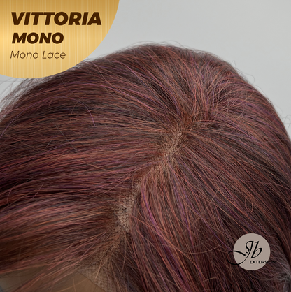 [FINAL SALE] JBEXTENSION VITTORIA MONO Monofilament Handmade Wig 6X5 Full Monofilament Hand Tied Top Wig 16 Inches Dark Red Curly Mono Lace Wig With Anti-slip Silicone Strips Glueless Wig VITTORIA MONO【BENDY EAR TABS】