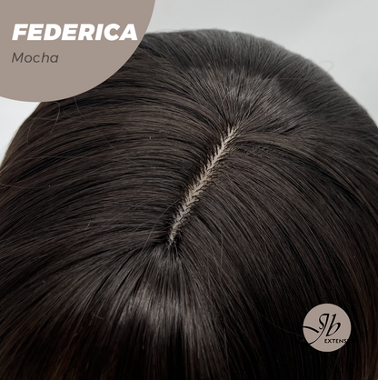 JBEXTENSION 16 Inches Short Bob Cut Mocha Wig with Bangs FEDERICA MOCHA